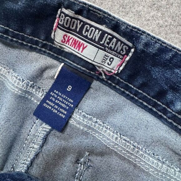 Body Con by Amethyst Juniors Size 9 Acid Wash Y2K Skinny Stretch Jeans - Picture 5 of 6